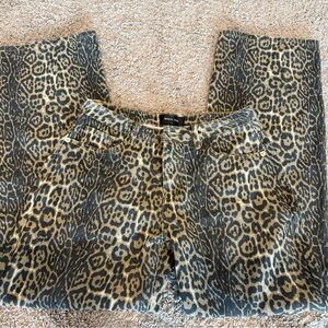 White Fox Boutique Leopard Print Straight Leg Jeans